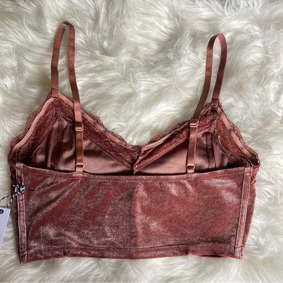 Story On Mauve Sleeveless Corset Velvet & Lace Bralette Cami Top Women’s M NWT - Picture 9 of 12